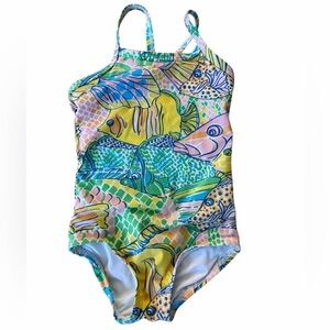 Lilly Pulitzer Toddler Size 2 Y2K Swimsuit Tropical Fish Print One Piece